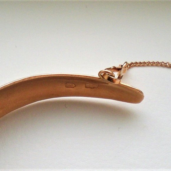 Vintage Russian Russia USSR 14K 585 Rose Pink White Gold Domed Cuff Bracelet - Picture 8 of 9